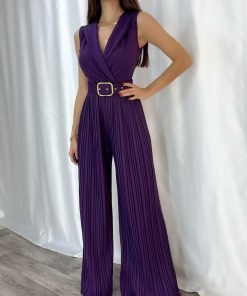 Toptan Bayan Giyim Wholesale Merter Tekstil İmalatçıları Kruvaze Kemerl Pileli Krep Tulum