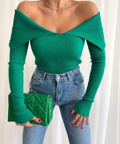 Toptan Triko Wholesale Knitwear Merter Madonna Yaka Omuz Dekolte Triko Kazak