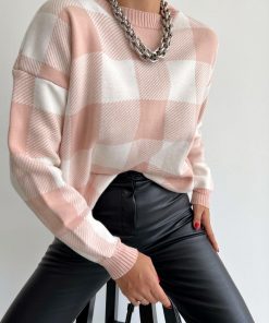 Toptan Triko Wholesale Knitwear Merter Tekstil İmalatçıları Kareli Bisiklet Yaka Triko Kazak