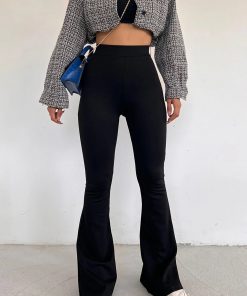 Merter Toptan Tayt İmalatçıları Wholesale leggings Wogues Çelik İnterlok Örme Ispanyol Paça Yüksek Bel Toparlayıcı Tayt