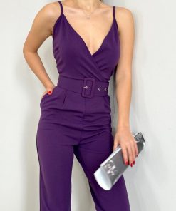 Toptan Bayan Giyim Wholesale Merter Tekstil İmalatçıları Askılı Kemerli Cepli Kruvaze Krep Tulum