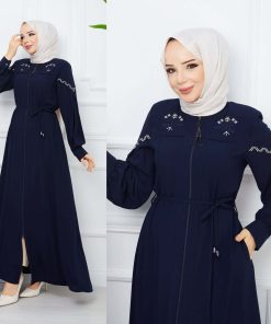 Toptan Tesettür Giyim Merter Wholesale Hijab Clothing Fermuarlı Cepli İşlemeli 1. Kalite Krep Tesettür