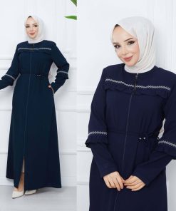 Toptan Tesettür Giyim Merter Wholesale Hijab Clothing Fermuarlı Kolları Fırfırlı Etemin Tesettür