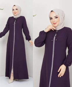 Toptan Tesettür Giyim Merter Wholesale Hijab Clothing Fermuarlı Kol Detay Etemin Petek Tesettür