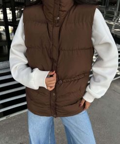 Toptan Şişme Mont Wholesale Merter Down Jacket Vest Boğazlı Cepli Şişme Yelek