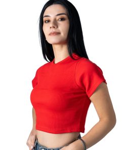Wholesale Merter Toptan Bisiklet Yaka Yarım Kol Kaşkorse Body Crop Tişört